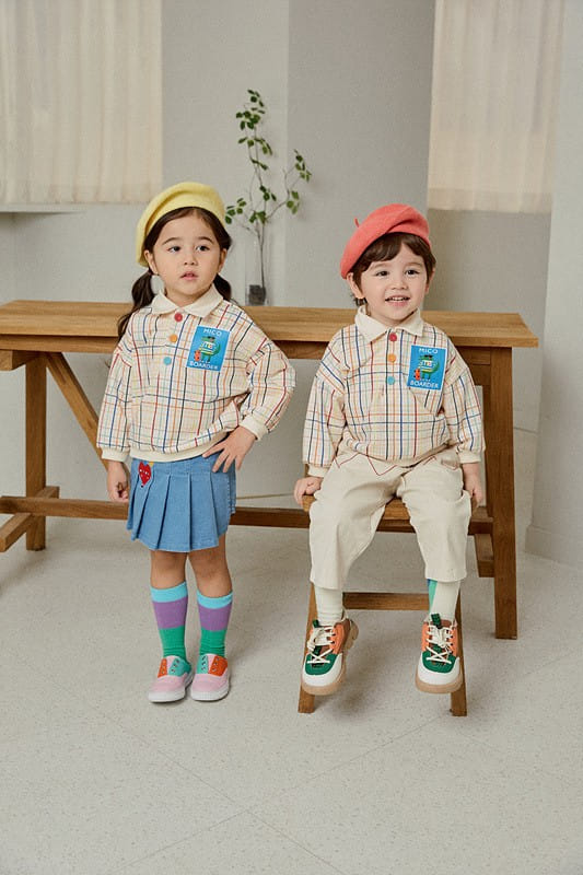 Mimico - Korean Children Fashion - #fashionkids - Collar Check Tee - 6