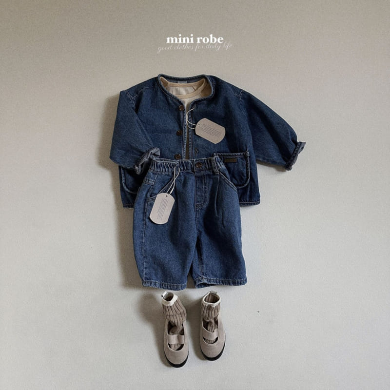 Mini Robe - Korean Baby Fashion - #babyfever - Round Denim Jacket - 9