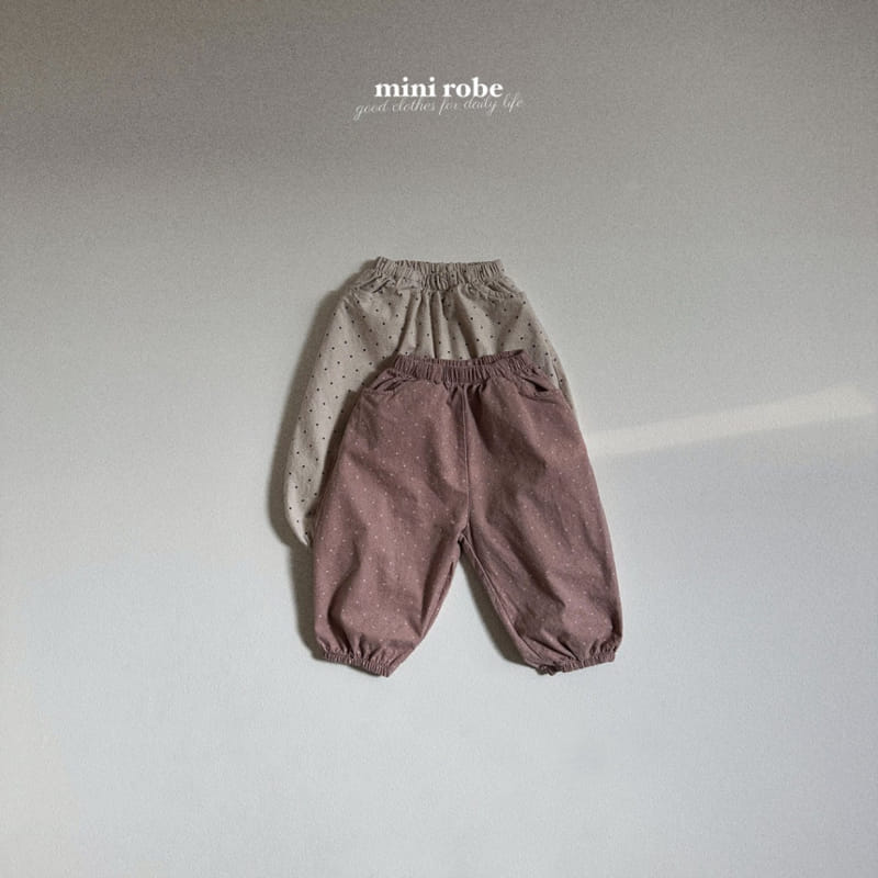 Mini Robe - Korean Baby Fashion - #babyoutfit - Peach Small Dot Jogger Pants - 4
