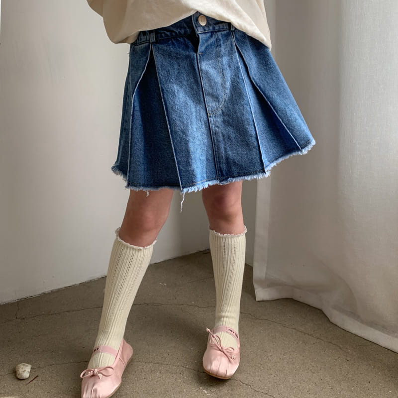 Momo Ann - Korean Children Fashion - #fashionkids - Cutting Denim Skirt