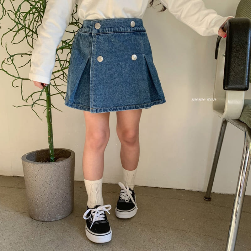 Momo Ann - Korean Children Fashion - #kidsshorts - Wrap Denim Skirt - 3