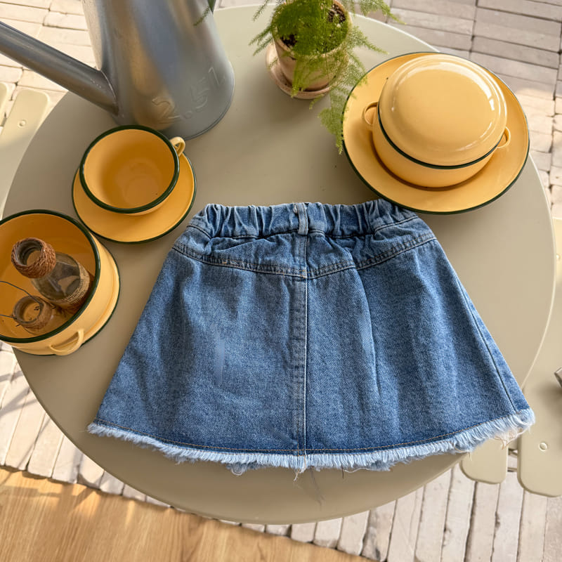 Momo Ann - Korean Children Fashion - #kidsshorts - Cutting Denim Skirt - 2