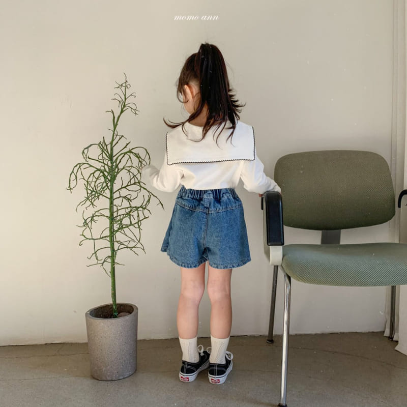Momo Ann - Korean Children Fashion - #kidsshorts - Wrap Denim Skirt - 4