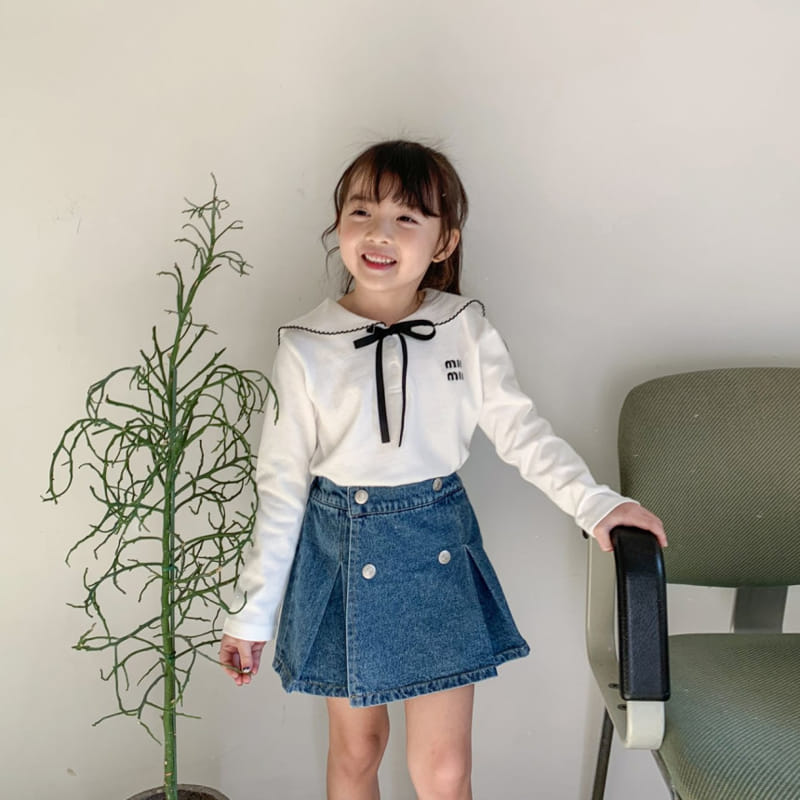 Momo Ann - Korean Children Fashion - #kidzfashiontrend - Wrap Denim Skirt - 5