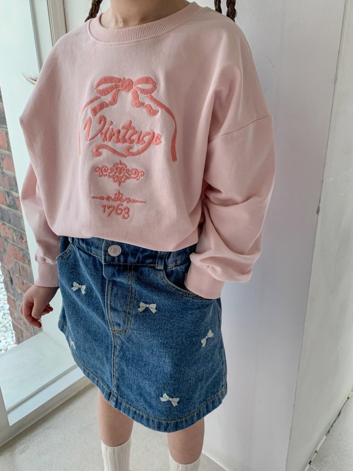 Ribbon Denim Skirt