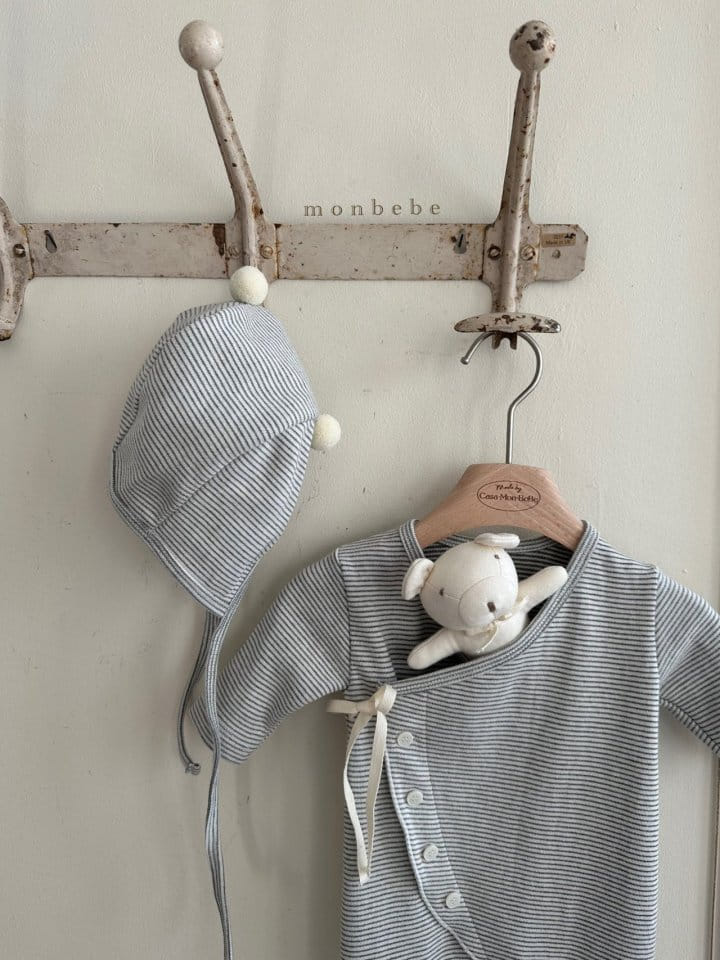 Monbebe - Korean Baby Fashion - #babywear - Cozy Body Suit Bonnet Set - 5