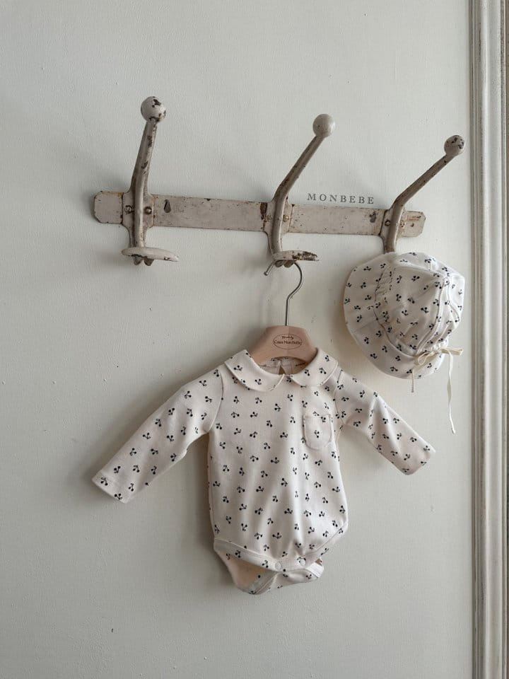 Monbebe - Korean Baby Fashion - #onlinebabyboutique - Cherry Collar Body Suit - 3