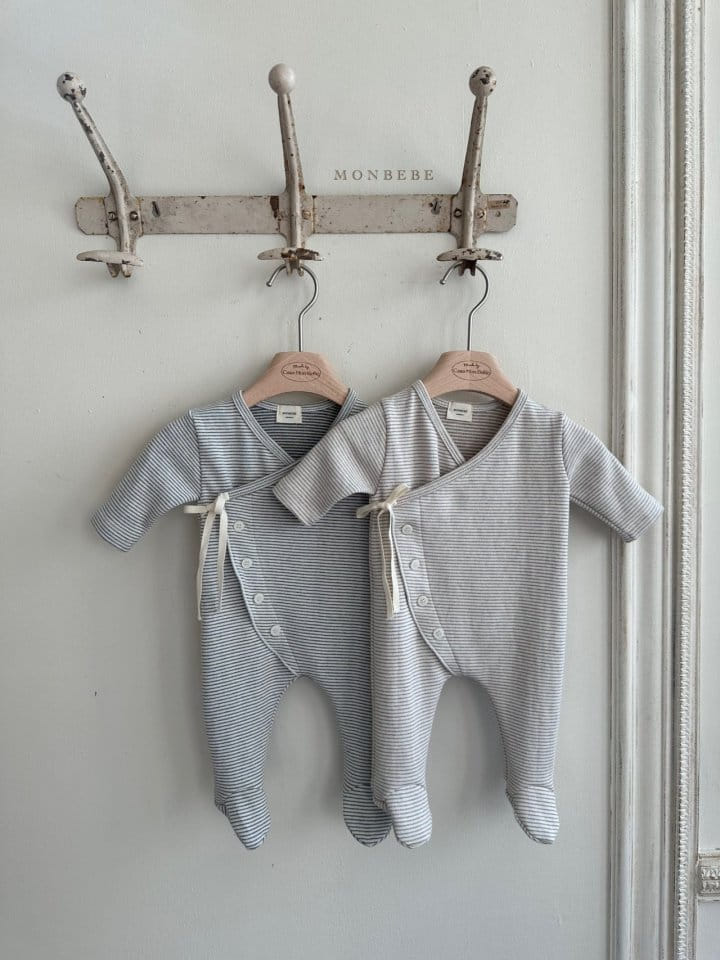 Monbebe - Korean Baby Fashion - #onlinebabyshop - Check Waffle Body Suit Bonnet Set - 6