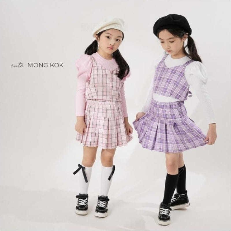 Mong Kok - Korean Children Fashion - #minifashionista - Check Skirt Leggings