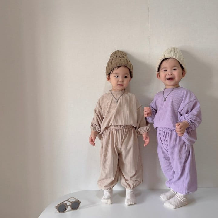 Moran - Korean Baby Fashion - #onlinebabyboutique - Easy Top Bottom Set - 2