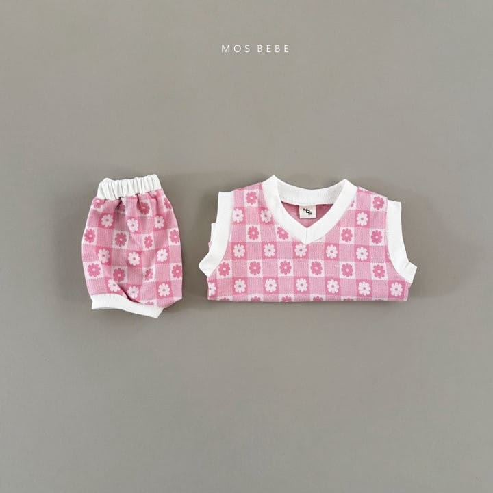 Mos Bebe - Korean Baby Fashion - #babylifestyle - Flower Garden Vest Bloomers Top Bottom Set