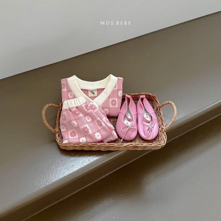 Mos Bebe - Korean Baby Fashion - #babyoninstagram - Flower Garden Vest Bloomers Top Bottom Set - 2