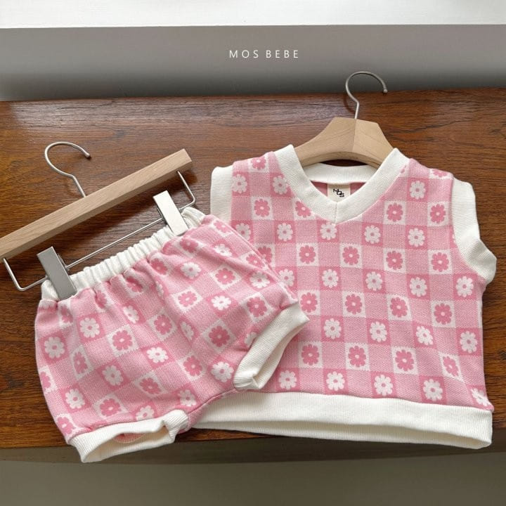 Mos Bebe - Korean Baby Fashion - #onlinebabyshop - Flower Garden Vest Bloomers Top Bottom Set - 8