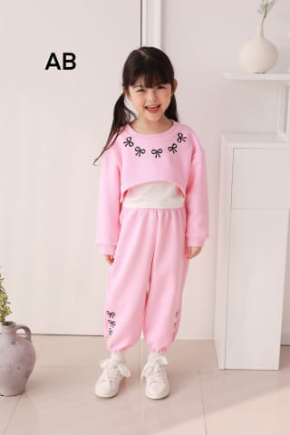 Muy Bien - Korean Children Fashion - #kidzfashiontrend - Ribbon Top Bottom Set - 2