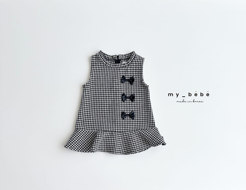 My Bebe - Korean Children Fashion - #childrensboutique - Ribbon Check One-Piece - 5