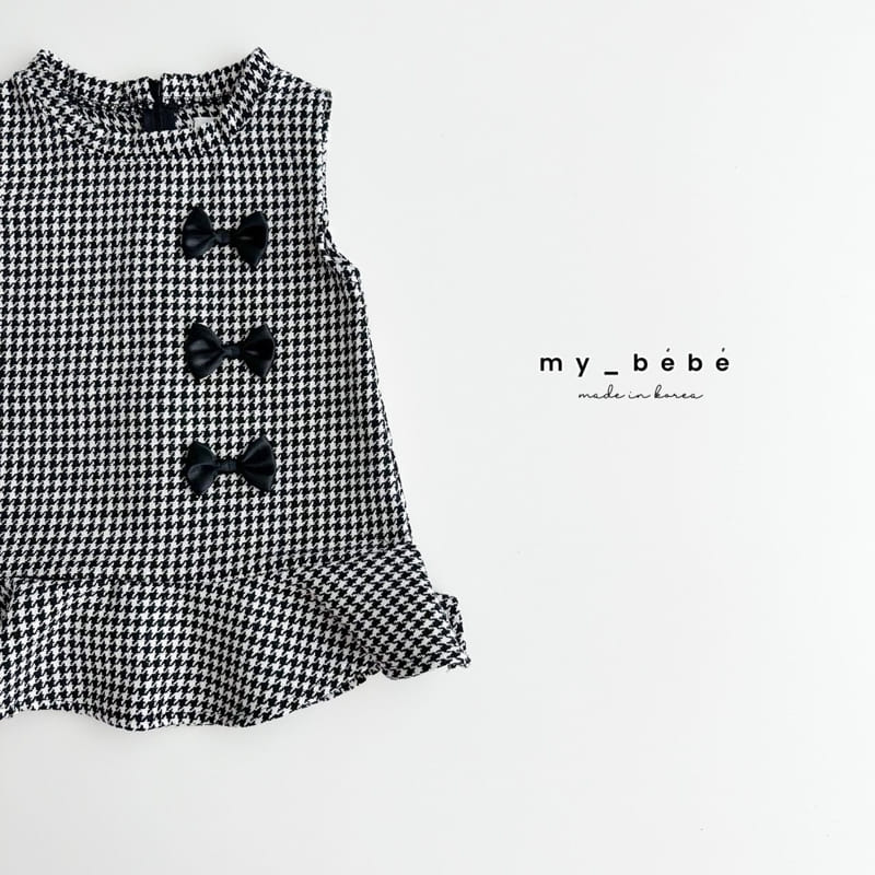 My Bebe - Korean Children Fashion - #designkidswear - Ribbon Check One-Piece - 6