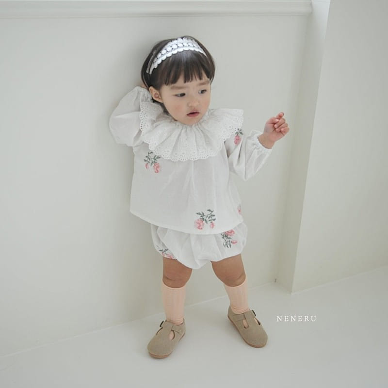 Neneru - Korean Baby Fashion - #babyclothing - Rose Cross Stitch Top Bottom Set