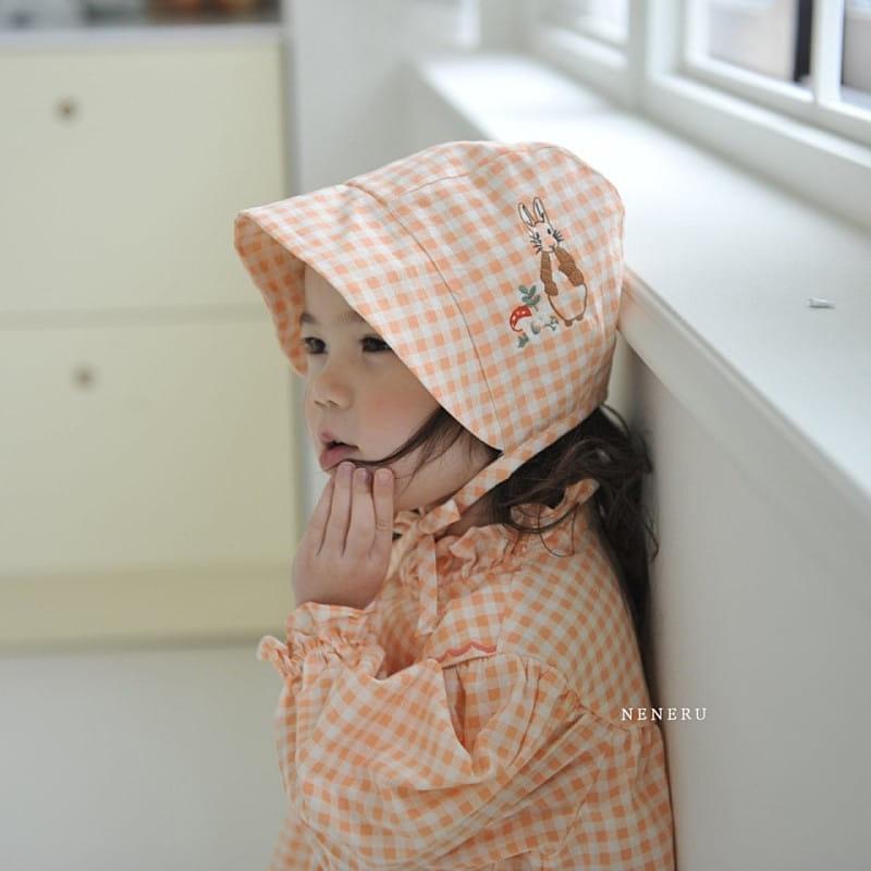 Neneru - Korean Baby Fashion - #babylifestyle - Rabbit Check Bonnet - 2