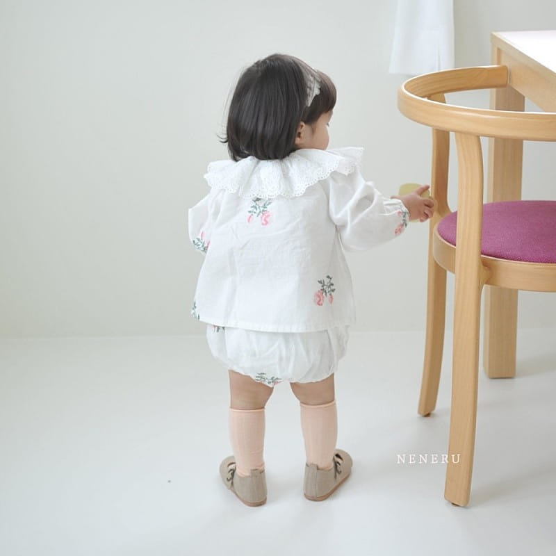 Neneru - Korean Baby Fashion - #babyootd - Rose Cross Stitch Top Bottom Set - 7