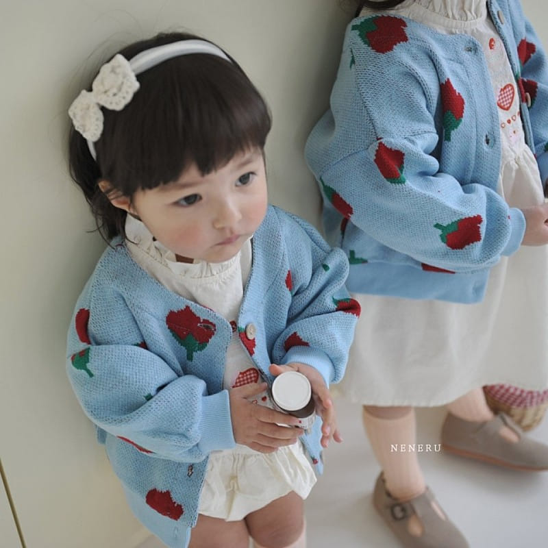 Neneru - Korean Baby Fashion - #babyootd - Rose Knit Cardigan - 3