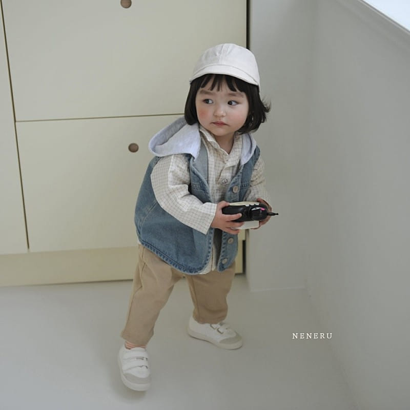 Neneru - Korean Baby Fashion - #babyoutfit - Denim Hoddy Vest - 2
