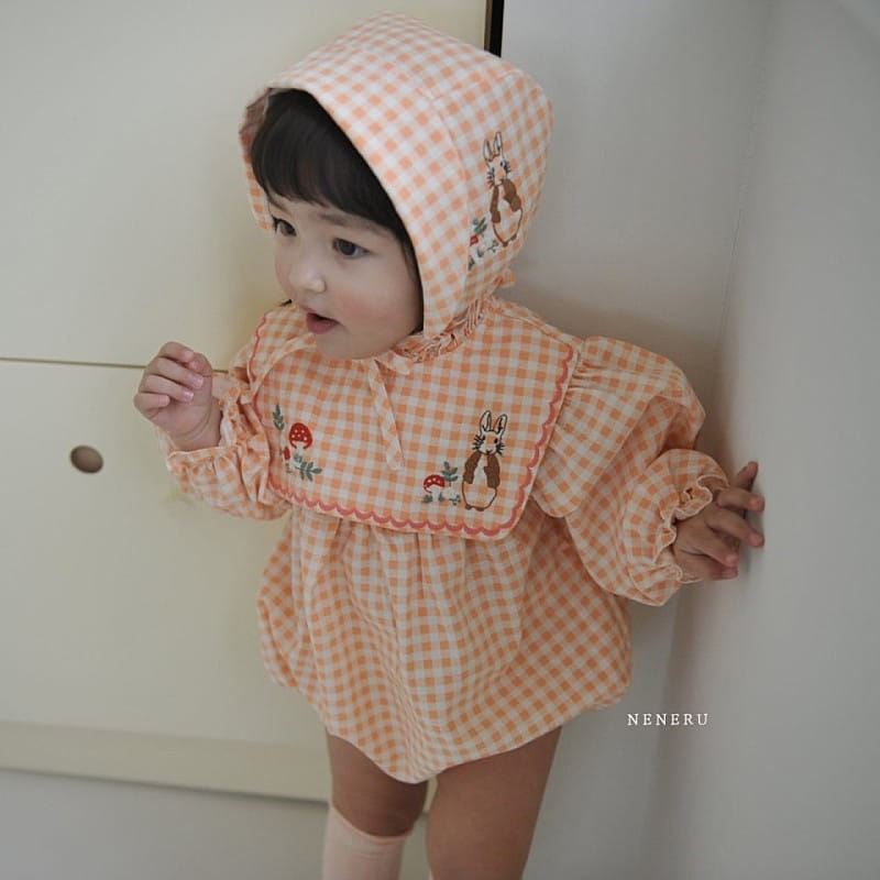 Neneru - Korean Baby Fashion - #babyoutfit - Rabbit Check Bonnet - 5