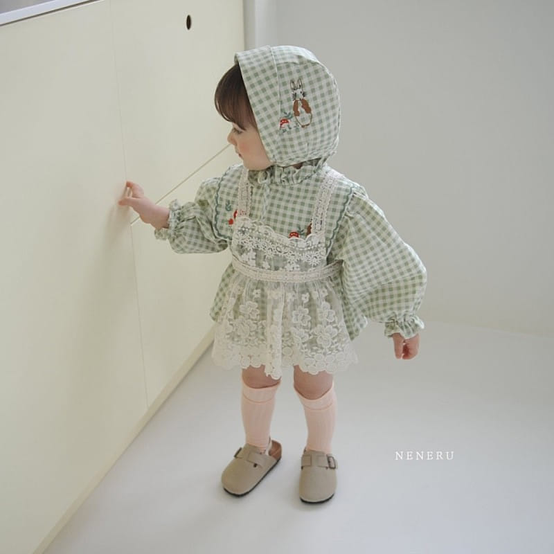 Neneru - Korean Baby Fashion - #babyoutfit - Rabbit Check Bonnet - 6
