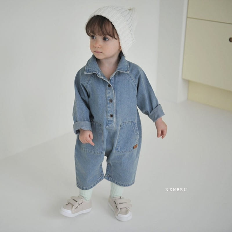 Neneru - Korean Baby Fashion - #smilingbaby - Alpha Denim Jumpsuit