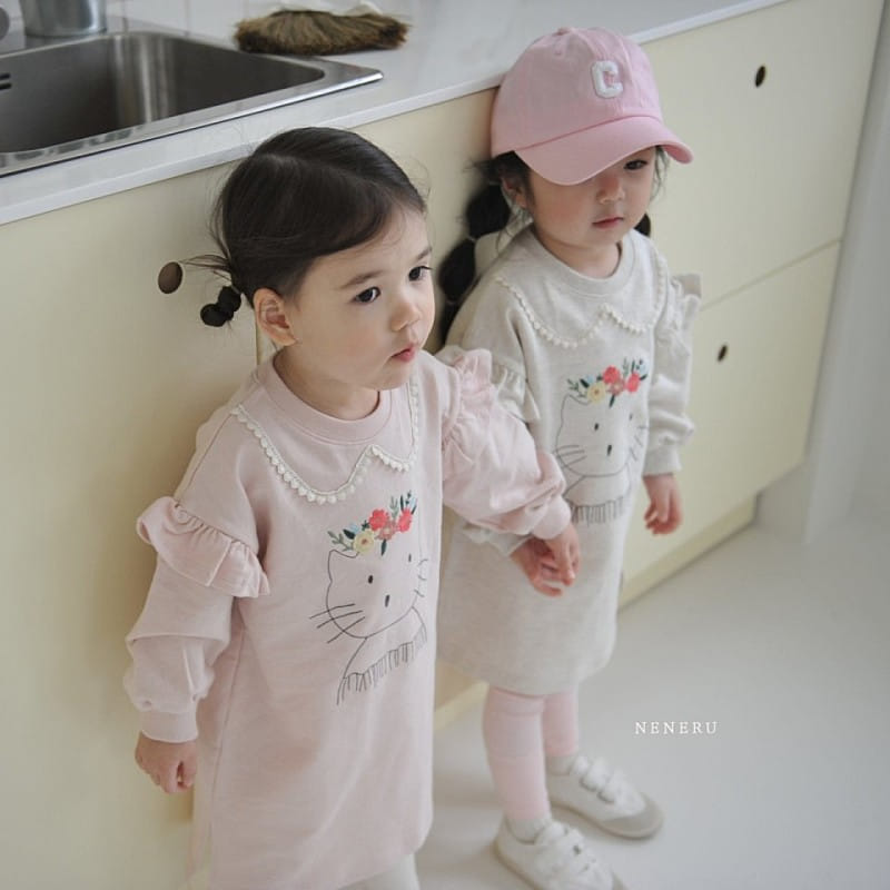 Neneru - Korean Children Fashion - #childofig - Flower Cat One-Piece - 3
