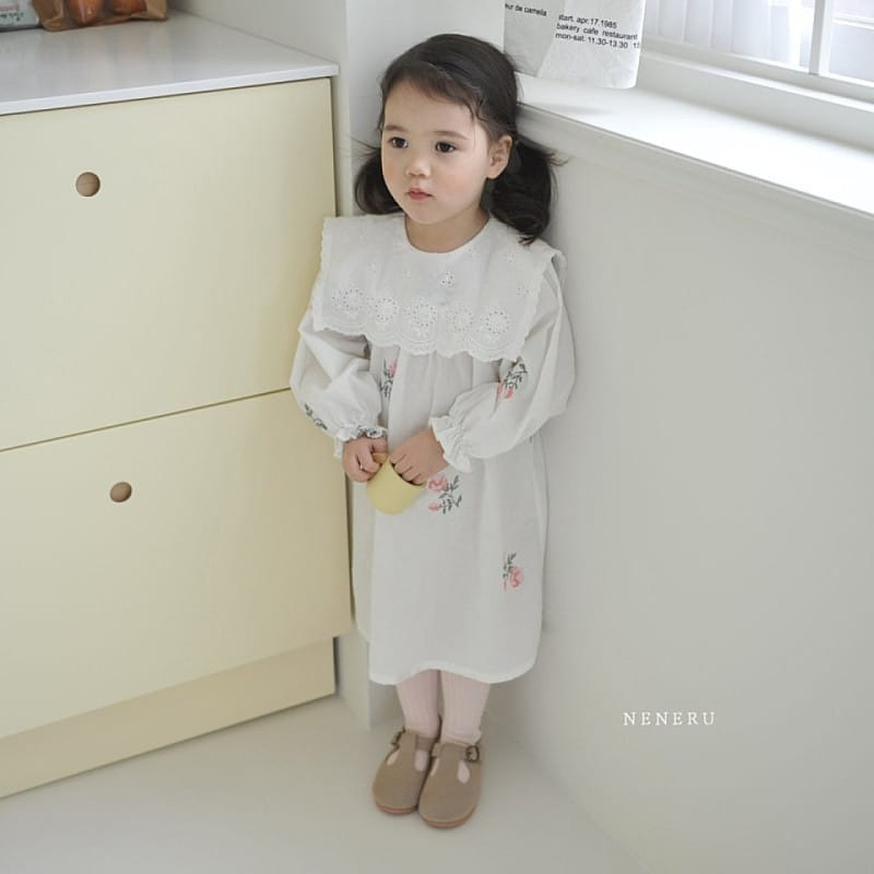 Neneru - Korean Children Fashion - #childofig - Rose Cross Stitch One-Piece - 2