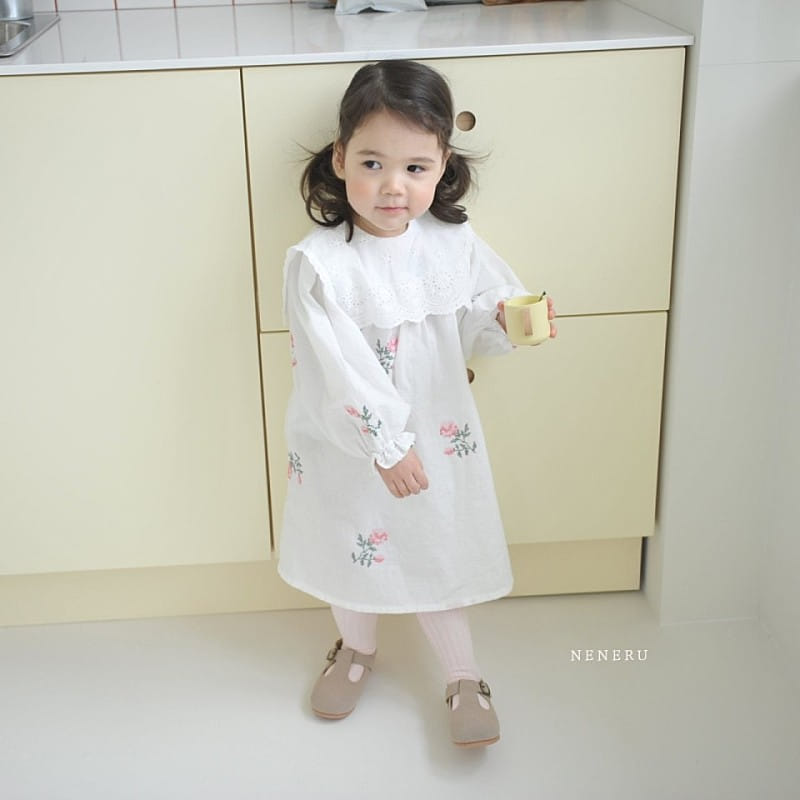 Neneru - Korean Children Fashion - #childofig - Rose Cross Stitch One-Piece - 3