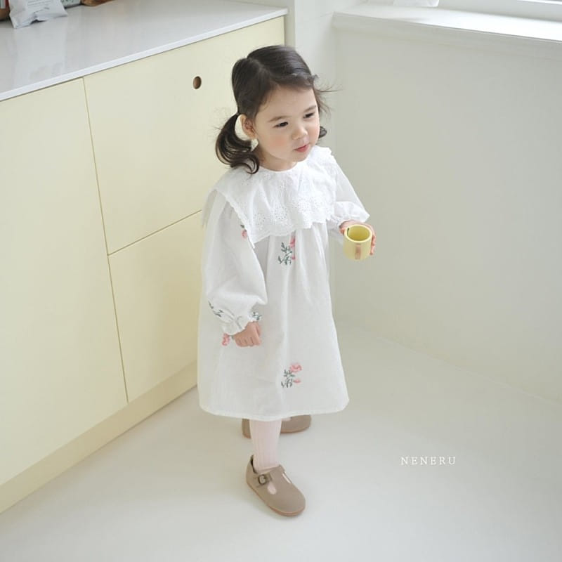Neneru - Korean Children Fashion - #childofig - Rose Cross Stitch One-Piece - 4