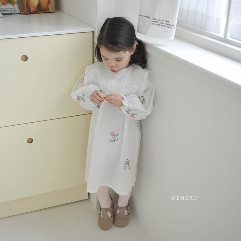 Neneru - Korean Children Fashion - #designkidswear - Rose Cross Stitch One-Piece - 5