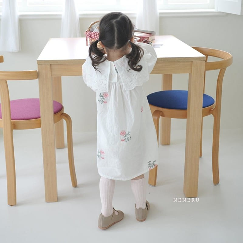 Neneru - Korean Children Fashion - #discoveringself - Rose Cross Stitch One-Piece - 6
