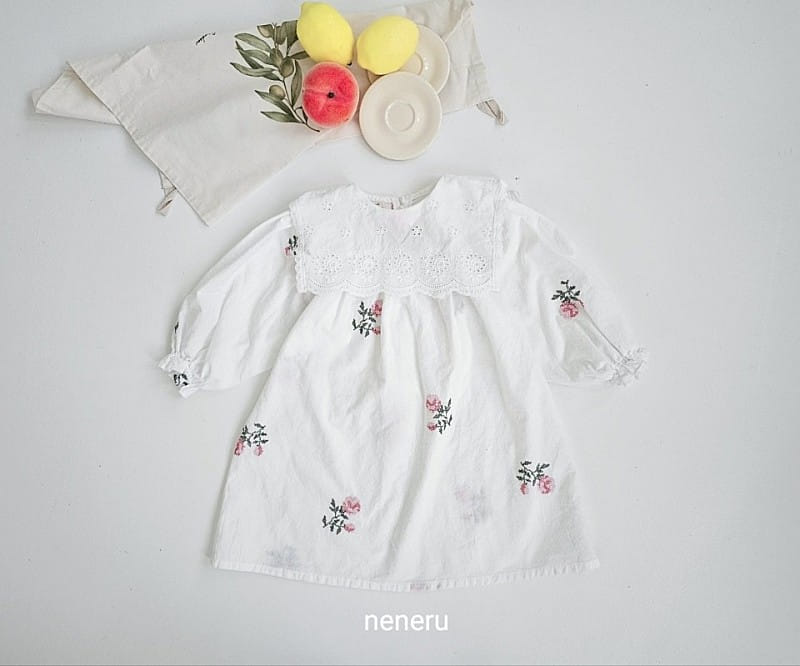 Neneru - Korean Children Fashion - #fashionkids - Rose Cross Stitch One-Piece - 7