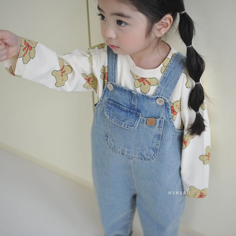 Neneru - Korean Children Fashion - #littlefashionista - Kids Ccomi Denim Dungarees  - 5