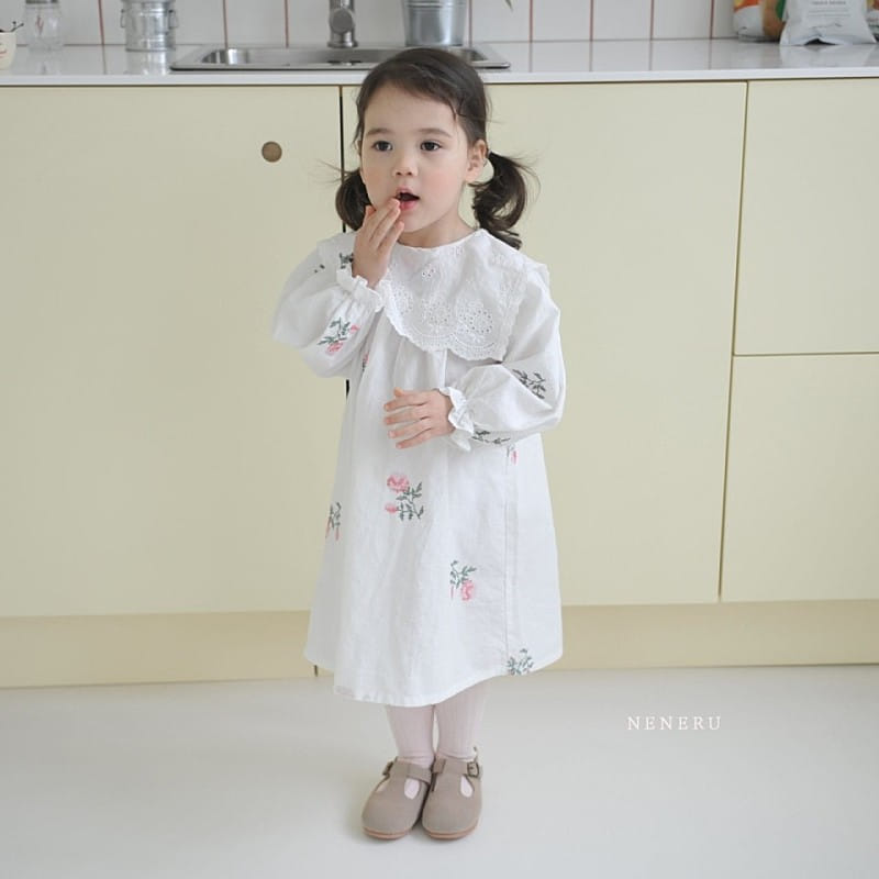 Neneru - Korean Children Fashion - #prettylittlegirls - Rose Cross Stitch One-Piece