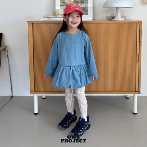 O Wa - Korean Children Fashion - #littlefashionista - Shirring Denim One-Piece - 3