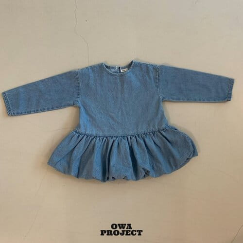 O Wa - Korean Children Fashion - #littlefashionista - Shirring Denim One-Piece - 4