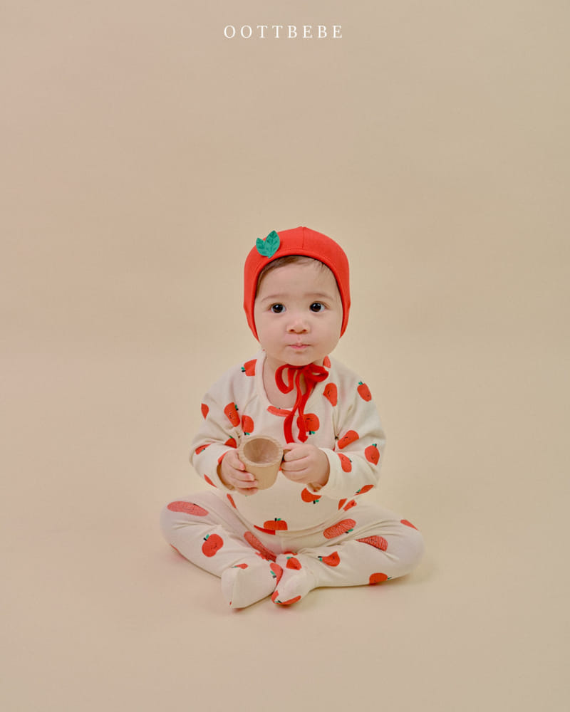 Oott Bebe - Korean Baby Fashion - #babyoutfit - Apple Three Type Set Body Suit - 2