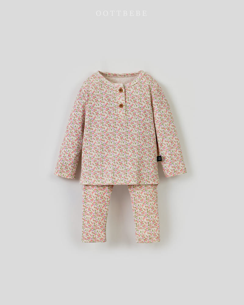 Oott Bebe - Korean Children Fashion - #kidzfashiontrend - Flower Rib Easywear - 4