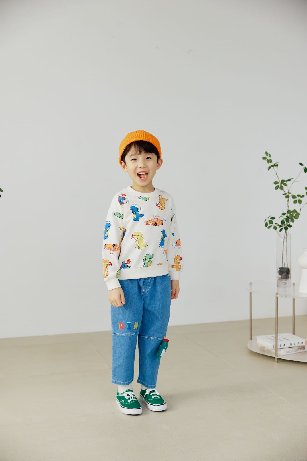 Orange Mom - Korean Children Fashion - #stylishchildhood - Dinosaur Span Baggy Pants - 4