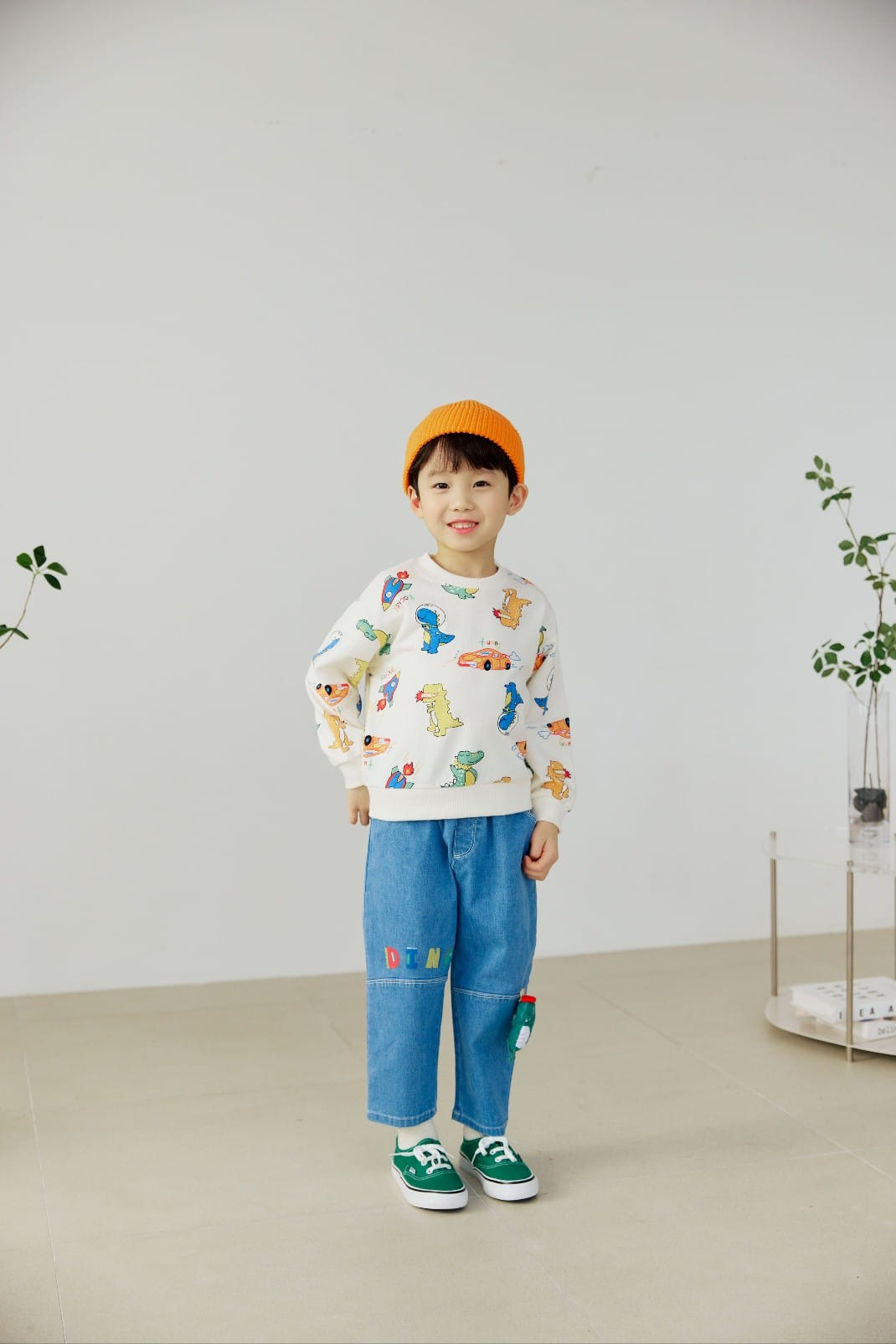 Orange Mom - Korean Children Fashion - #childrensboutique - Dinosaur Span Baggy Pants - 5