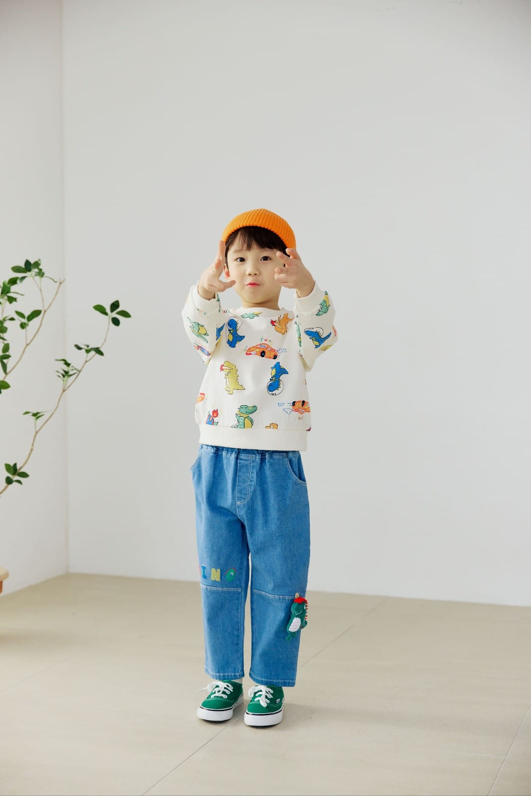 Orange Mom - Korean Children Fashion - #designkidswear - Dinosaur Span Baggy Pants - 6