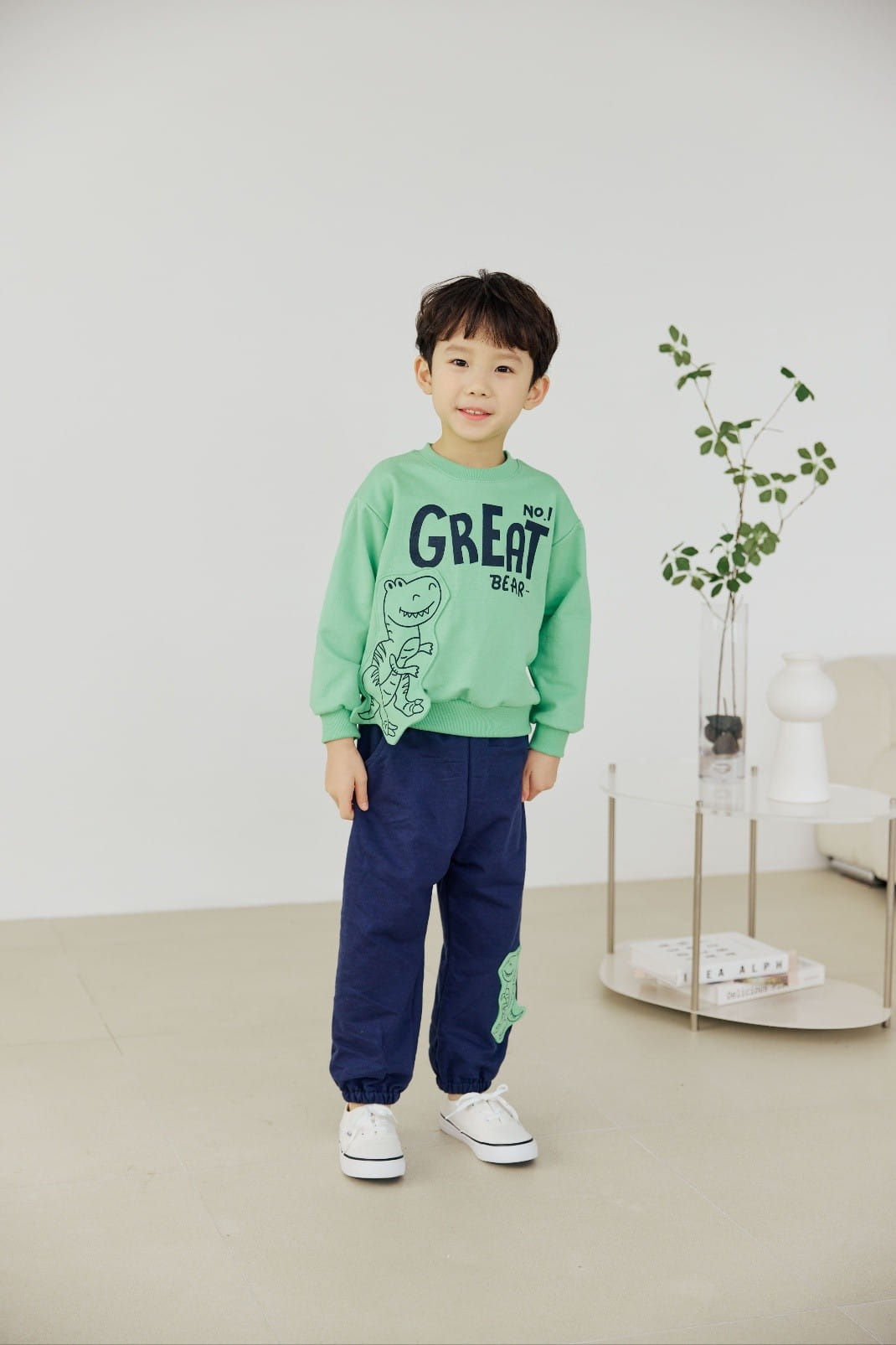 Orange Mom - Korean Children Fashion - #designkidswear - Patch Dinosaur Sweatshirt - 6