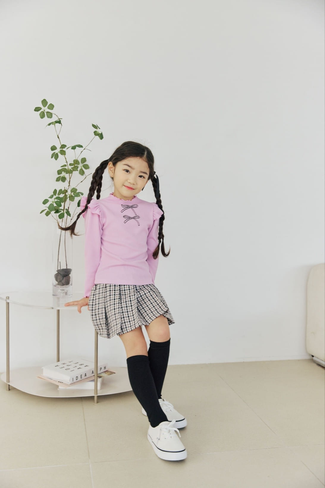 Orange Mom - Korean Children Fashion - #kidsshorts - Check Flares Skirt - 3