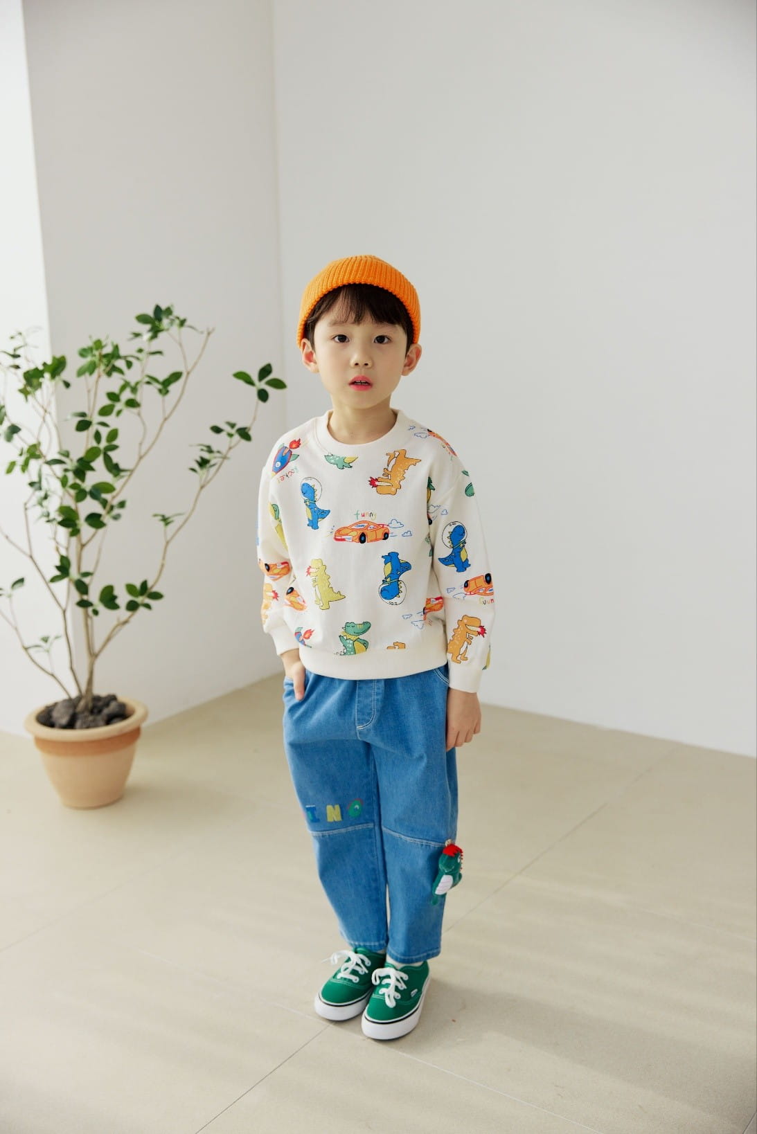 Orange Mom - Korean Children Fashion - #fashionkids - Dinosaur Paint Sweatshirt - 4