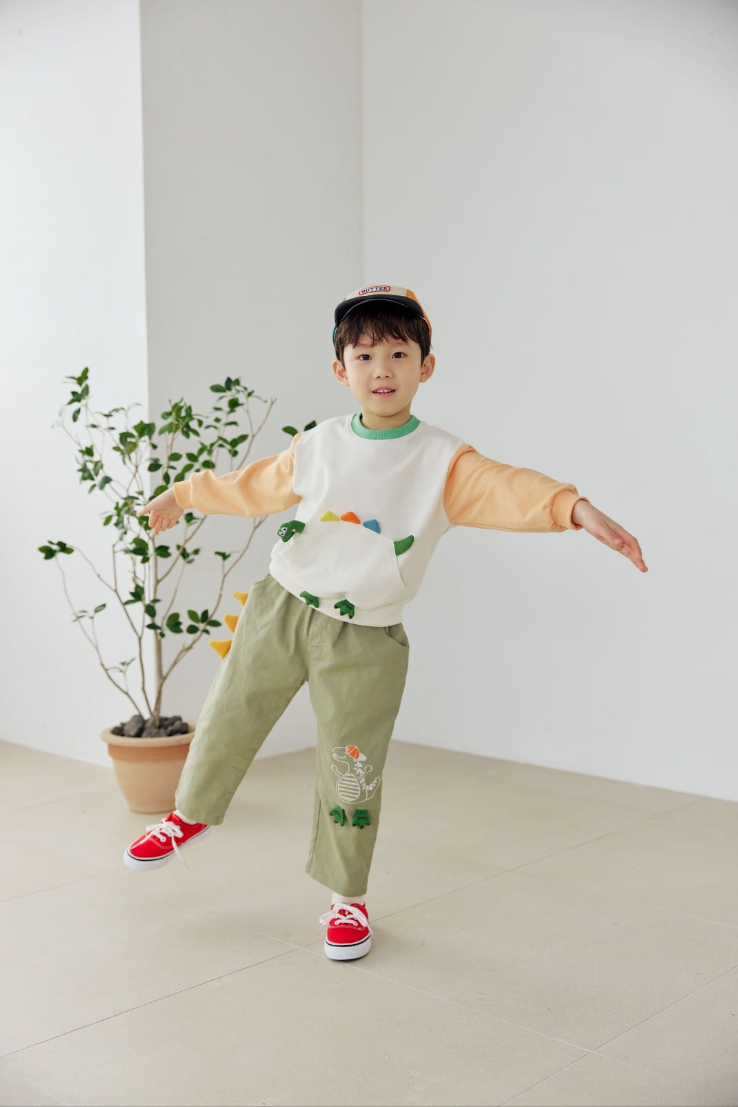 Orange Mom - Korean Children Fashion - #kidsshorts - Dinosaur Pocket Sweatshirt - 2