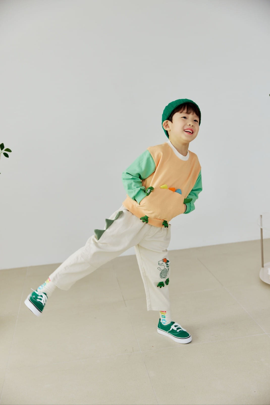 Orange Mom - Korean Children Fashion - #kidsstore - Span Dinosaur Baggy Pants - 3