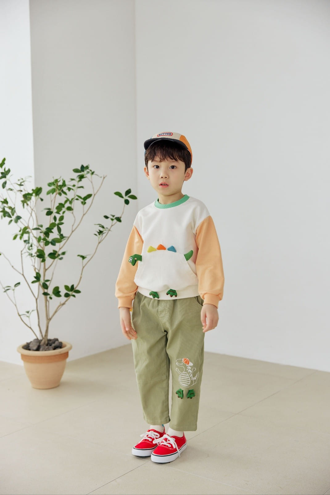 Orange Mom - Korean Children Fashion - #kidsstore - Dinosaur Pocket Sweatshirt - 3